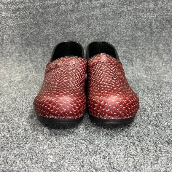 Sanita Clogs Women's SIze 9 Red Snakeskin Embossed Leather Slip On Shoe Loafers - Picture 2 of 12